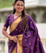 Plum Maharastrian Paithani silk blend Saree