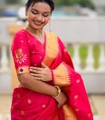 Rani Pink Maharastrian Paithani silk blend Saree