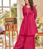 Gaurisha merlot pink embroidered cotton co ord set