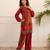 Kabool berry red printed viscose rayon co ord set