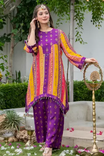 Jayti imperial multicolor printed linen blend co ord set