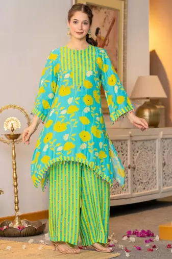 Jayti kelly multicolor printed linen blend co ord set