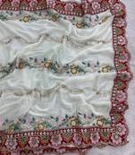 Off White Color Gold Crush With Embroidery And Sequence Work Silk 