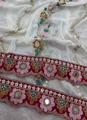 Off White Color Gold Crush With Embroidery And Sequence Work Silk  2