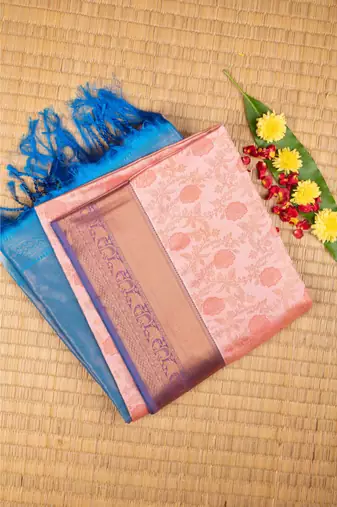 Peach designer soft silk saree