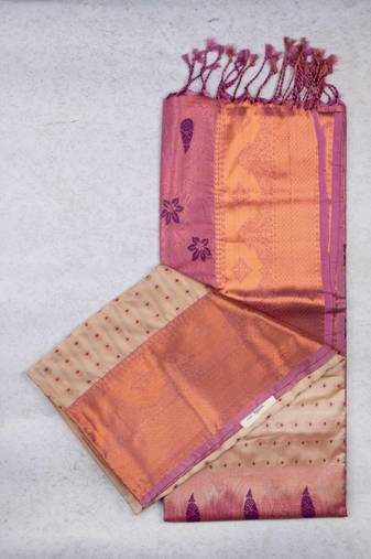 Offwhite meenakari semi soft silk saree