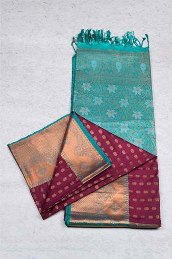 Maroon meenakari semi soft silk saree