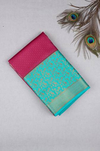 Wine maroon and teal green pure touch silk saree