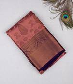 Pastel pink brocade pure touch silk sar with silk mark certified