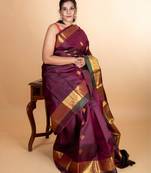 Wine purple pattu saree with silk mark certified