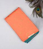 Peachish orange borderless pure touch silk saree