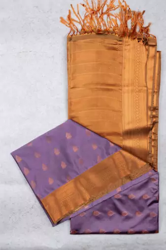 Lilac lavender semi soft silk saree