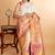Offwhite pink raising border kanjivaram silk saree