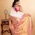 Offwhite pink raising border kanjivaram silk saree