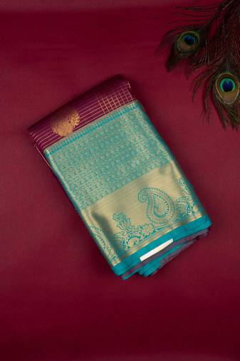 Purple traditional semi silk saree