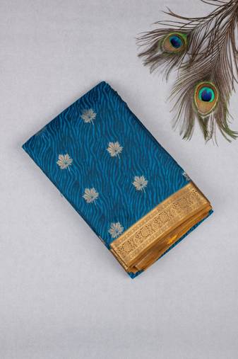 Blue jaquard pure touch silk saree