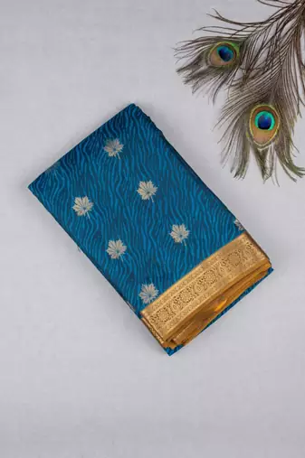 Blue jaquard pure touch silk saree
