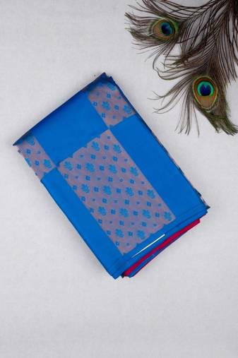 Anandha blue borderless pure touch silk saree