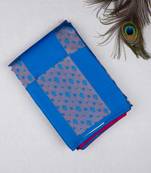 Anandha blue borderless pure touch silk saree