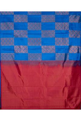 Anandha blue borderless pure touch silk saree 2