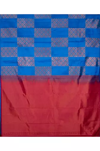 Anandha blue borderless pure touch silk saree