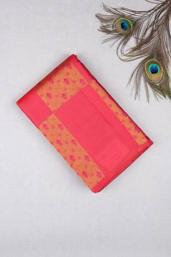 Peach borderless pure touch silk saree