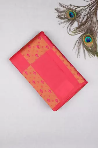 Peach borderless pure touch silk saree
