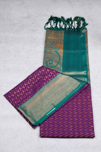Purple brocade semi soft silk saree