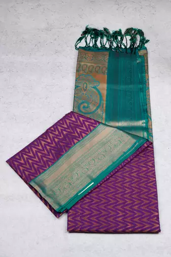Purple brocade semi soft silk saree