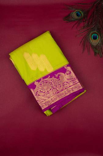Green purple semi silk saree
