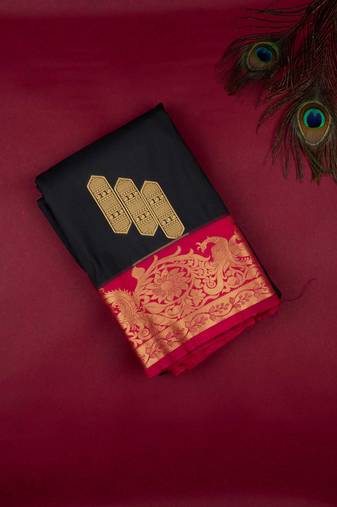 Black designer semi silk saree