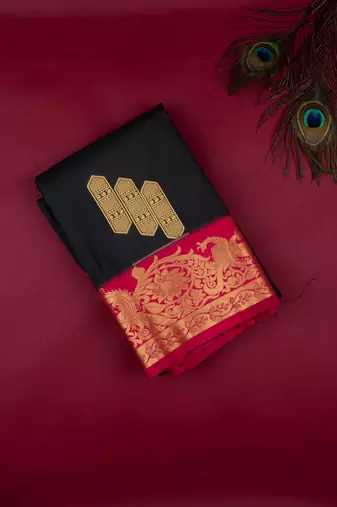 Black designer semi silk saree