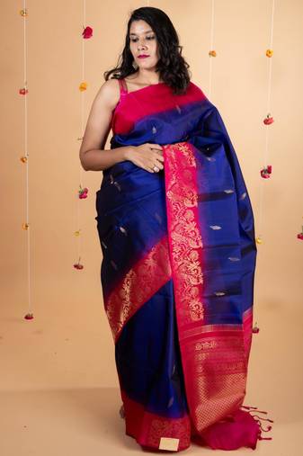 Ms blue kanchi silk saree