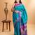 Lightweight blue silk saree purple combination