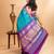 Lightweight blue silk saree purple combination