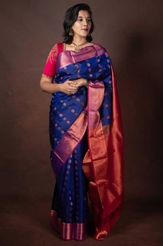 Navy blue silk saree