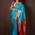 Sky blue and pink kanjivaram saree