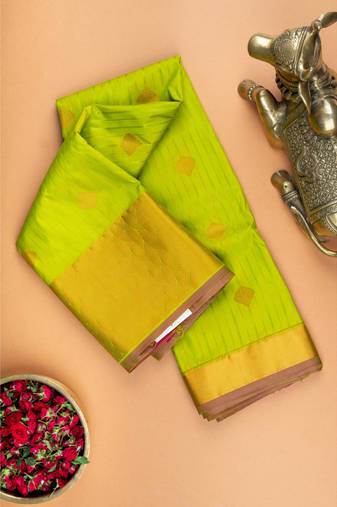 Lime green semi silk saree