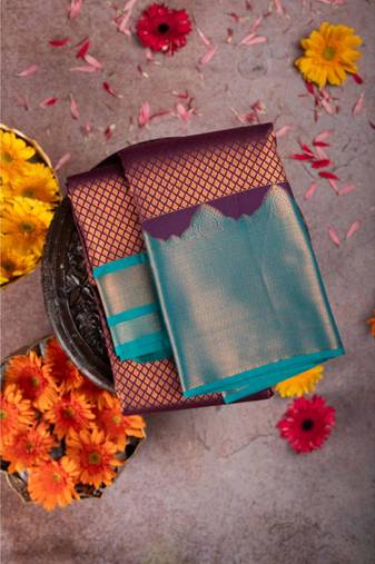 Auburgine purple semi silk saree