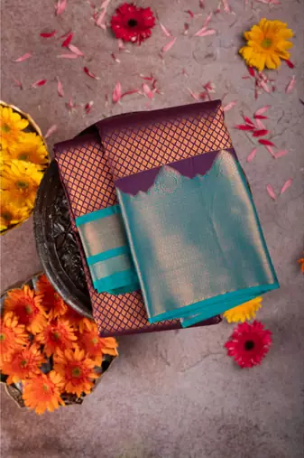 Auburgine purple semi silk saree