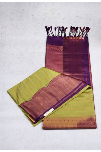 Green purple semi soft silk saree