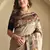 Beige silk blend Kalamkari Printed Saree
