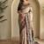 Beige silk blend Kalamkari Printed Saree