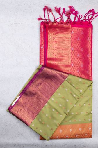Green semi soft silk saree