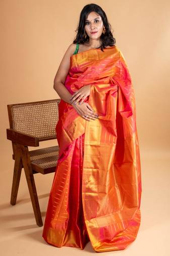 Dual tone orange silk saree
