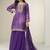 Violet chinon silk embroidered designer sharara suit
