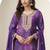 Violet chinon silk embroidered designer sharara suit