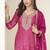 Pink chinon silk embroidered designer sharara suit