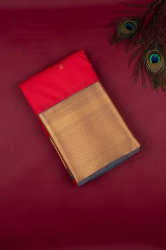 Red butta weave semi silk saree