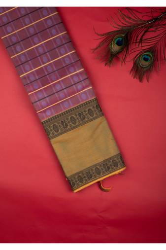 Lavender and green pure kanchi cotton saree